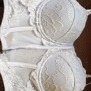 Lace flower pattern baby blue cami top